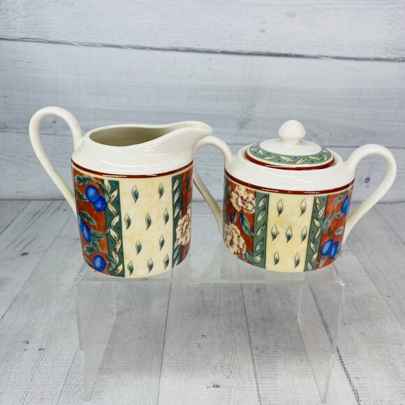 PTS international Interiors PROVENCE Fruit Porcelain Lid Sugar Bowl Creamer Set - Picture 6 of 16